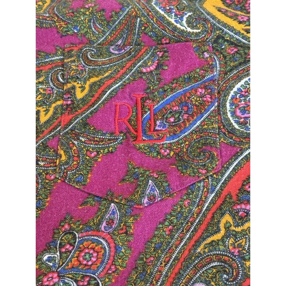 Ralph Lauren Cotton Flannel Pjs Night Shirt Pink Paisley Sleepshirt Nightie L - Picture 12 of 16